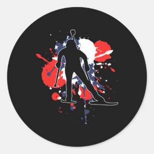 Adesivo Redondo Bandeira Americana Biathlonista - American Biathlo