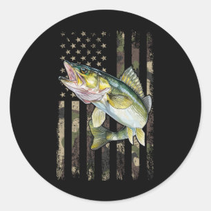 Adesivo Redondo Bandeira Americana Camo Walleye