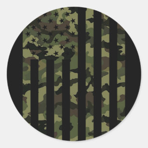 Adesivo Redondo Bandeira Americana Camuflada EUA Camuflagem Homens