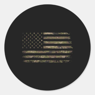 Adesivo Redondo Bandeira Americana Camuflada EUA Camuflagem Homens