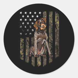 Adesivo Redondo Bandeira Americana Camuflada German Wirehaired Poi