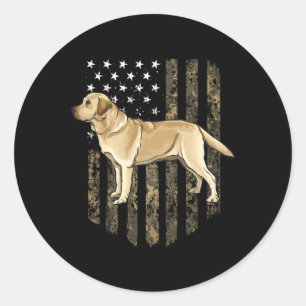 Adesivo Redondo Bandeira Americana Camuflada Labrador Retriever Am