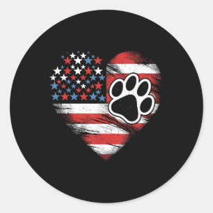 Adesivo Redondo Bandeira Americana Cão E Gata-Pata Patriótica 4º D