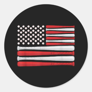 Adesivo Redondo Bandeira Americana Clássica de Basebol - Baseball 