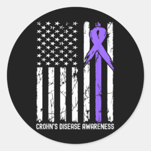 Adesivo Redondo Bandeira Americana Crohns Mês de Consciência da Do