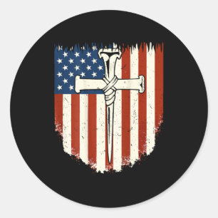Adesivo Redondo Bandeira Americana Cruz 3 Prego Dom Patriótico Cri