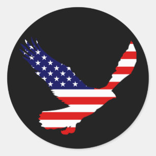Adesivo Redondo Bandeira americana da águia americana