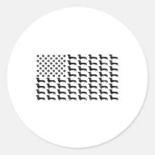 Adesivo Redondo Bandeira Americana Dachshund Dog Paw Lover Patriót