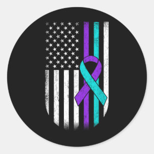 Adesivo Redondo Bandeira Americana de Apoio à Consciencialização d