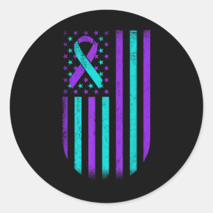 Adesivo Redondo Bandeira Americana de Apoio à Prevenção do Suicídi