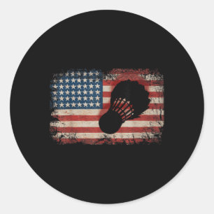 Adesivo Redondo Bandeira Americana de Arte Esportiva de Peteca de 