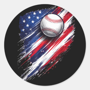 Adesivo Redondo Bandeira americana de beisebol meninos meninas hom