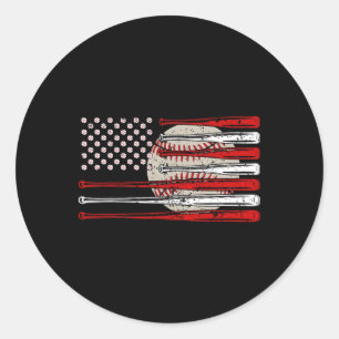 Adesivo Redondo Bandeira Americana de Beisebol Vintage EUA para Ho