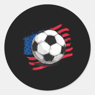 Adesivo Redondo Bandeira Americana de Futebol 4 de Julho Dia da In