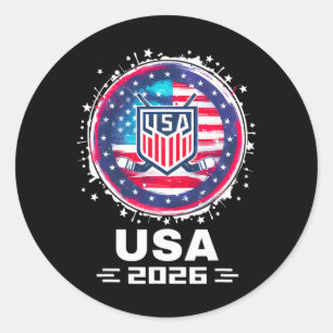 Adesivo Redondo Bandeira Americana de Hóquei 2026 EUA Mulheres Hom