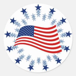ADESIVO REDONDO BANDEIRA AMERICANA DE ONDULAÇÃO