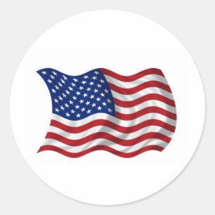 Adesivo Redondo bandeira americana de ondulação dos E.U.