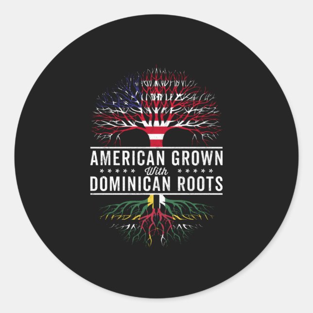 Adesivo Redondo Bandeira Americana de Raízes Dominicanas Cultivada (Frente)