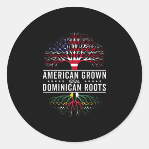 Adesivo Redondo Bandeira Americana de Raízes Dominicanas Cultivada