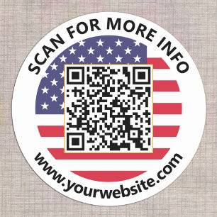 Adesivo Redondo Bandeira Americana do Código QR Moderno dos Estado