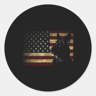 Adesivo Redondo Bandeira americana do German shepherd Negro 4 de j