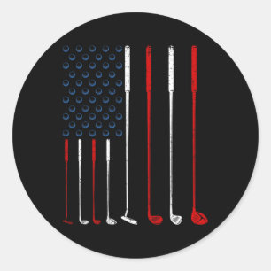 Adesivo Redondo Bandeira Americana do Golf Clubs