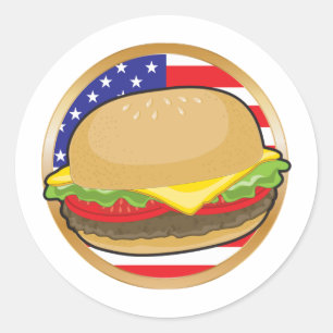 Adesivo Redondo Bandeira americana do Hamburger