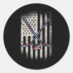 Adesivo Redondo Bandeira Americana do Hóquei no Gelo nos Estados U