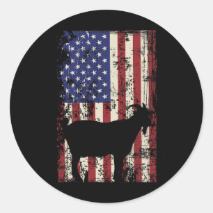 Adesivo Redondo Bandeira Americana do Patriótico Cabra 4 de julho