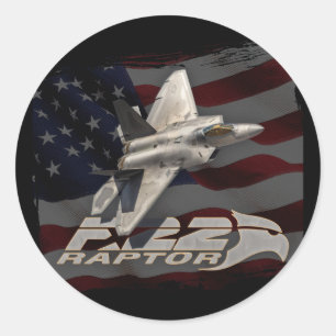Adesivo Redondo Bandeira americana do raptor F-22