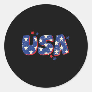 Adesivo Redondo Bandeira Americana dos EUA 4 de Julho Homens Mulhe