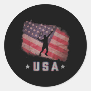 Adesivo Redondo Bandeira Americana dos EUA Equipe de Badminton Est