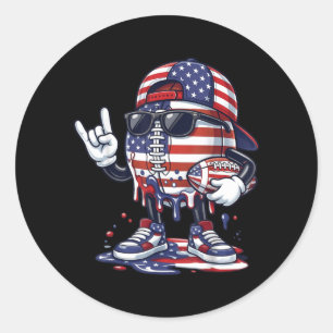 Adesivo Redondo Bandeira Americana Drip de Futebol Para Meninos e