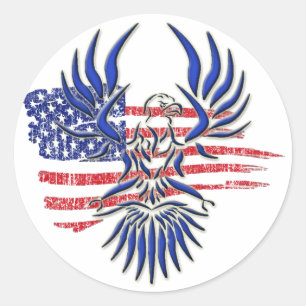 ADESIVO REDONDO BANDEIRA AMERICANA E EAGLE