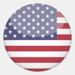 Adesivo Redondo Bandeira Americana e Estrelas