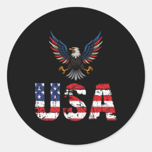 Adesivo Redondo Bandeira Americana Eagles 4 De Julho De 1776 Liber