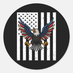 Adesivo Redondo Bandeira Americana Eagles 4 De Julho De 1776 Liber
