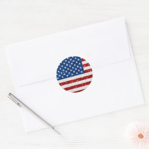 Adesivo Redondo Bandeira Americana em 4 de julho