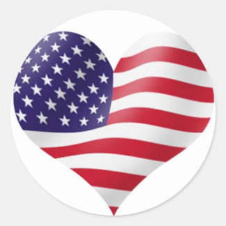 Adesivo Redondo Bandeira Americana em forma de coração