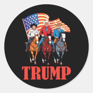 Adesivo Redondo Bandeira Americana Equipe Trump Cowboy Montando Ca