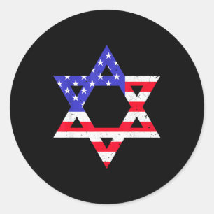 Adesivo Redondo Bandeira Americana Estrela De Davi Judaica Hanukka