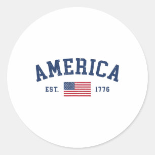Adesivo Redondo Bandeira Americana EUA Estados Unidos Da América U