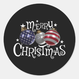 Adesivo Redondo Bandeira Americana Feliz Natal Enfeites de Árvore