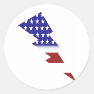 Adesivo Redondo Bandeira americana - forma do relâmpago