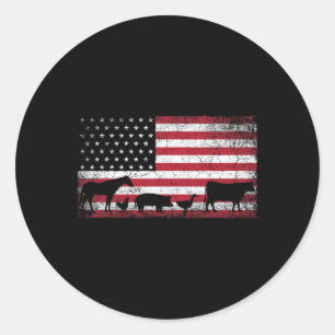 Adesivo Redondo Bandeira Americana Frango Cavalo Vaca Porco 4 De J