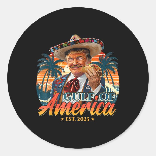 Adesivo Redondo Bandeira Americana G.2025 Do Golfo De Eua (Frente)