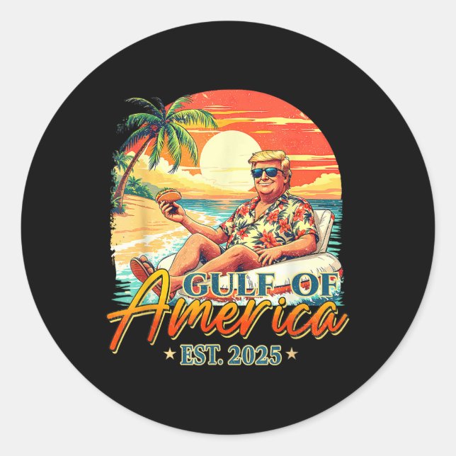 Adesivo Redondo Bandeira Americana G.2025 Do Golfo De Eua (Frente)