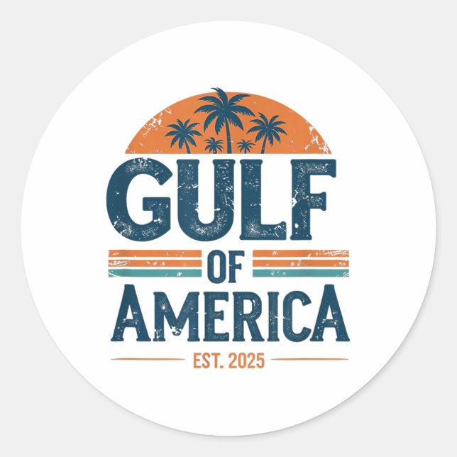 Adesivo Redondo Bandeira Americana G.2025 Do Golfo De Eua (Frente)