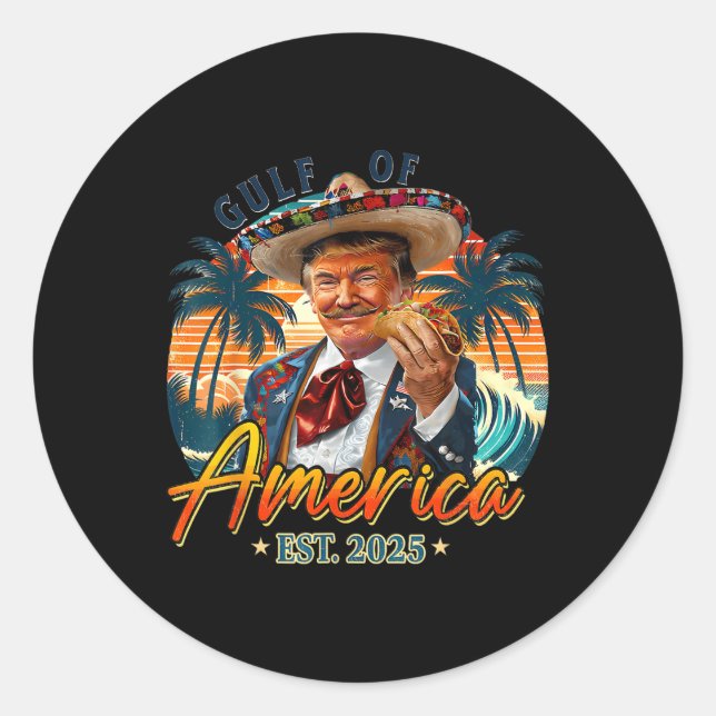 Adesivo Redondo Bandeira Americana G.2025 Do Golfo De Eua (Frente)