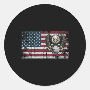 Adesivo Redondo Bandeira Americana Golfe EUA Golfista Águia Careca
